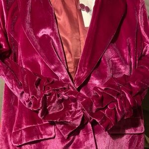 Zara Velvet Blazer in Rich Burgundy